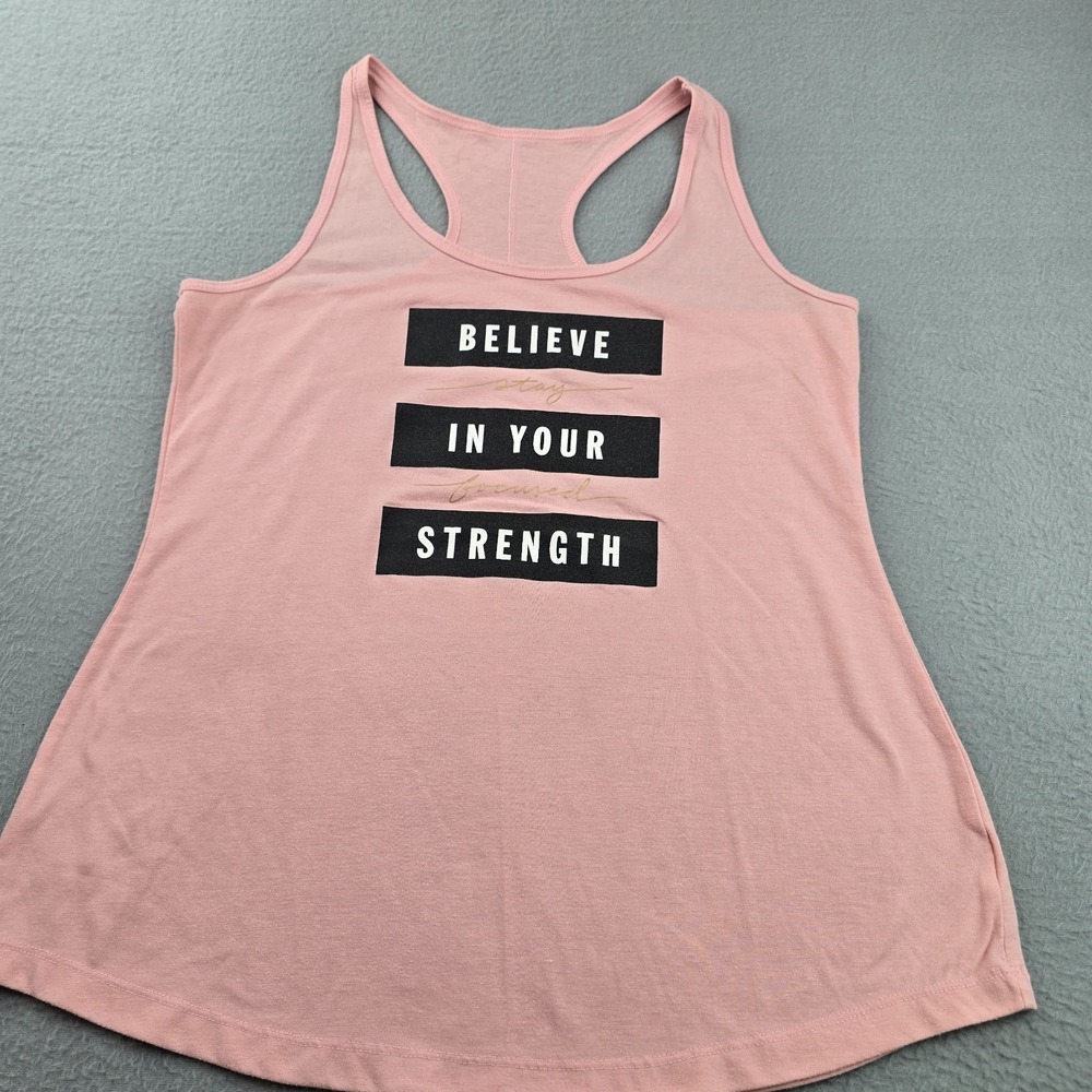 Old Navy Tank Top Womens Peach Believe In Your Strength Graphic Print Racerback